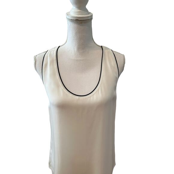Theory Sheer silk racerback tank top Off White L - Picture 3 of 8